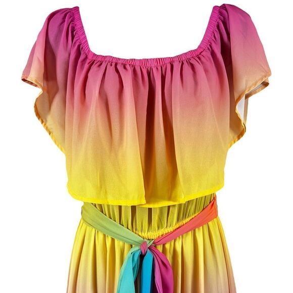 VICI Rainbow Skies off Shoulder Tiered Maxi Dress - Picture 3 of 13